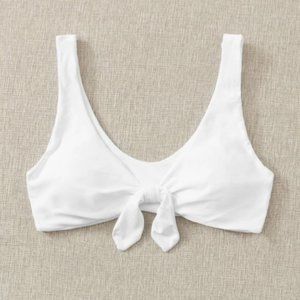 Knot Front Bikini Top (White)